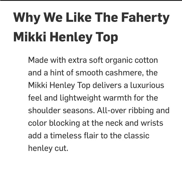 Faherty Light Gray Long-Sleeve Henley with Cream Trim - Picture 8 of 8